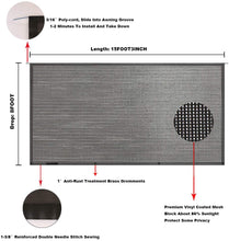 Load image into Gallery viewer, Redwood Outfitters Awning sunshade screen 8' x 15'3"